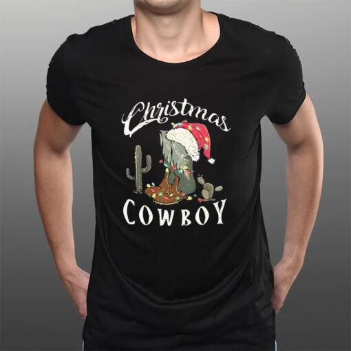 Christmas Cowboy Boot Sweat T-Shirtt