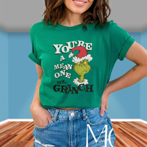 Dr. Seuss Christmas The Grinch You’re a Mean One Portrait TShirt