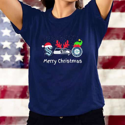 Seattle Sports Teams Santa Reindeer Elf Christmas T-Shirts