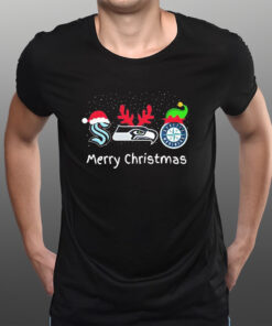 Seattle Sports Teams Santa Reindeer Elf Christmas T-Shirtt