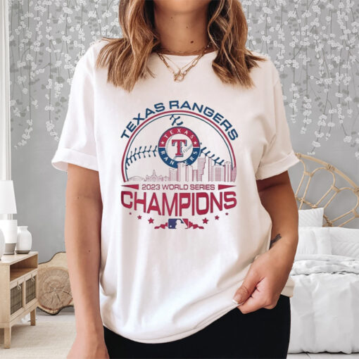 Texas Rangers 2023 World Series Champions Logo Skyline Shirt