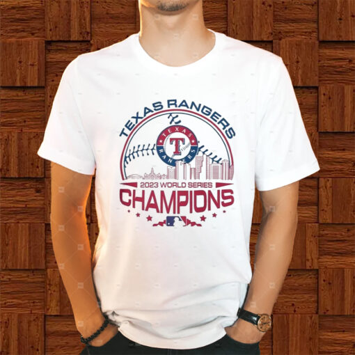 Texas Rangers 2023 World Series Champions Logo Skyline Shirts