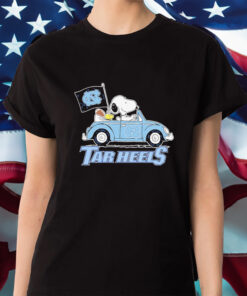 The Peanuts Snoopy And Woodstock On Car North Carolina Tar Heels Football Shirts