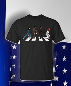 The beatles doing the ministry of silly walks on abbey road shirt