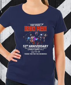 Tony Stark Iron Man 53rd Anniversary Robert Downey Jr Thank You For The Memories TShirt