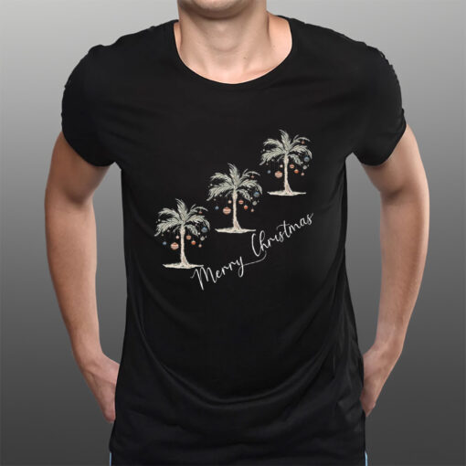 Women’S Casual Christmas Palm Tree Group Sweat T-Shirts