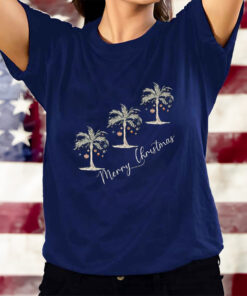 Women’S Casual Christmas Palm Tree Group Sweat T-Shirtt