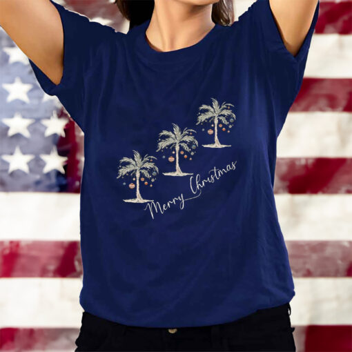 Women’S Casual Christmas Palm Tree Group Sweat T-Shirtt