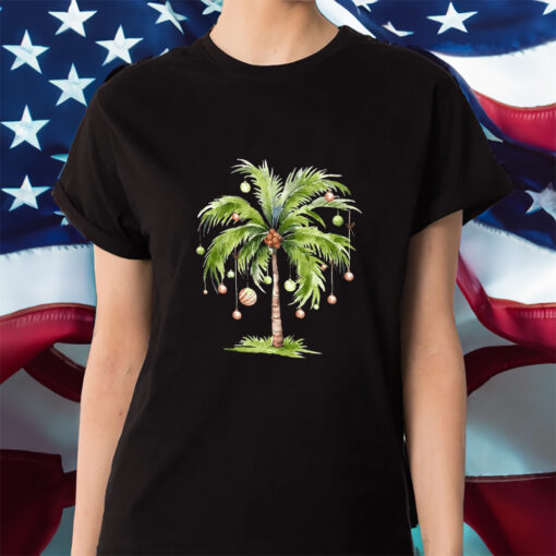 Women’S Casual Christmas Palm Tree Sweat Shirt