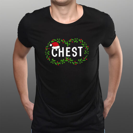 Women’s Chest Nuts Fun Christmas Couples Printed T-Shirts