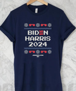 Biden Harris Cross Stitch Navy Crewneck Sweater T-Shirt