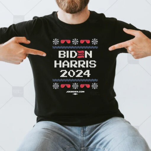 Biden Harris Cross Stitch Navy Long Sleeve T-Shirts