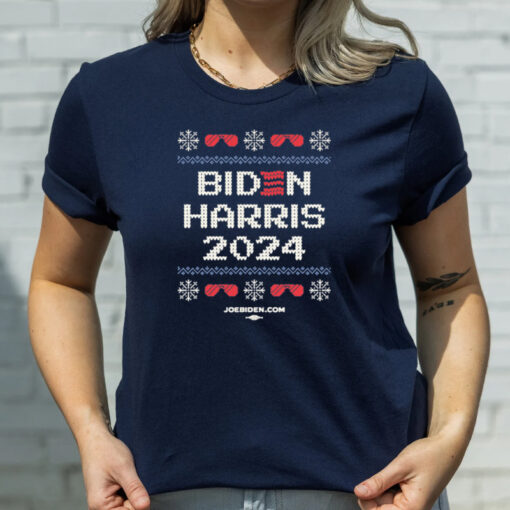 Biden Harris Cross Stitch Navy Long Sleeve T-Shirtt