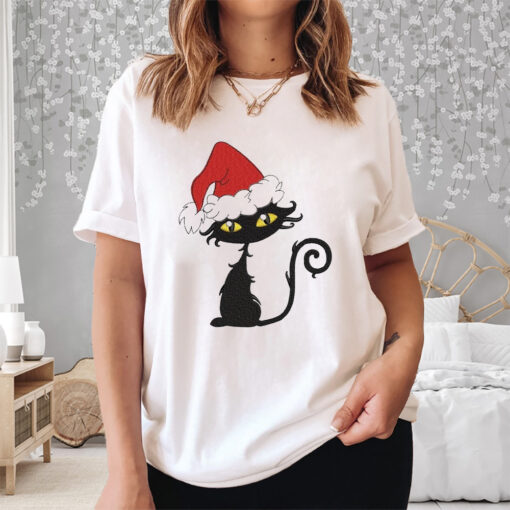 Christmas Cat Print Sweat Shirt