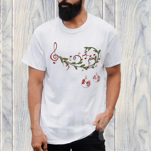 Christmas Music Notes Print Casual Sweat T-Shirt