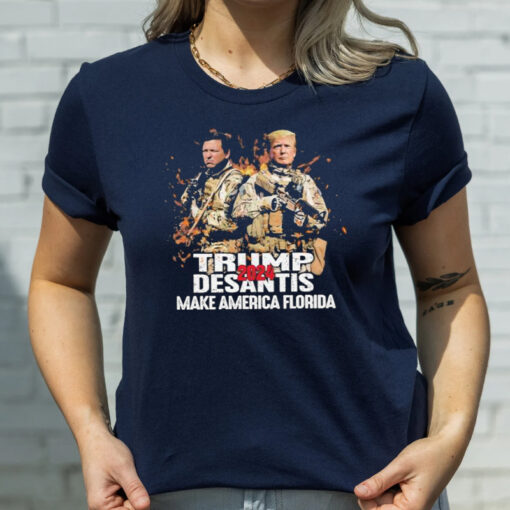 Donald Trump And Desantis Soldiers Fire Trump Desantis Make America Florida 2024 T-Shirtt