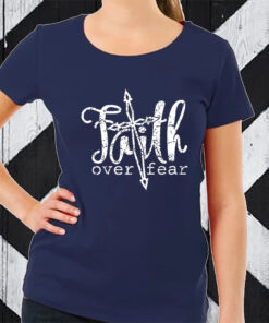 Faith Over Fear Printed Crewneck Sweat TShirt