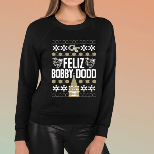 Georgia Tech Feliz Bobby Dodd Ugly Christmas T-Shirt