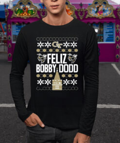 Georgia Tech Feliz Bobby Dodd Ugly Christmas TShirt