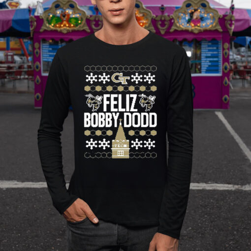 Georgia Tech Feliz Bobby Dodd Ugly Christmas TShirt