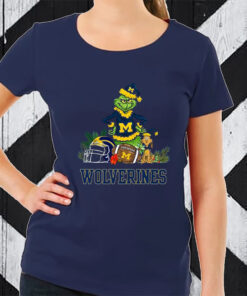 Michigan Wolverines Santa Grinch And Dog Merry Christmas Sweat TShirt