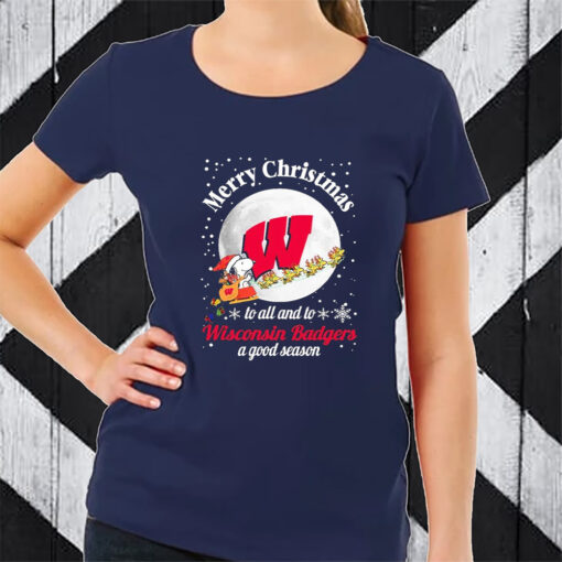 Snoopy Merry Christmas To All And To All A Wisconsin Badgers A Good Season TShirt