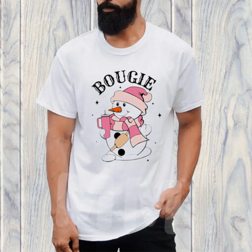 Snowman Santa Hat Bougie pink Christmas light T-Shirt