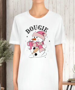 Snowman Santa Hat Bougie pink Christmas light TShirt