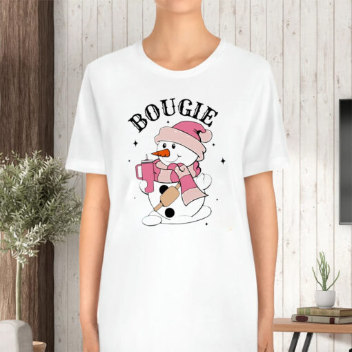 Snowman Santa Hat Bougie pink Christmas light TShirt