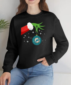 The Grinch Christmas Ornament Miami Dolphins Long Sleeve T-Shirtt