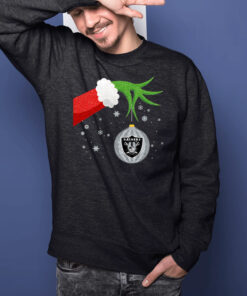 The Grinch Christmas Ornament Oakland Raiders Long Sleeve T-Shirts