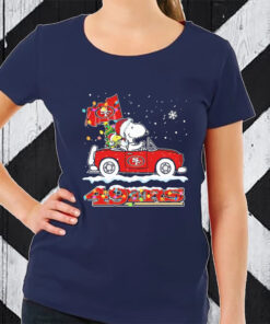 The Peanuts Snoopy And Woodstock Drive Car San Francisco 49ers Christmas T-Shirt