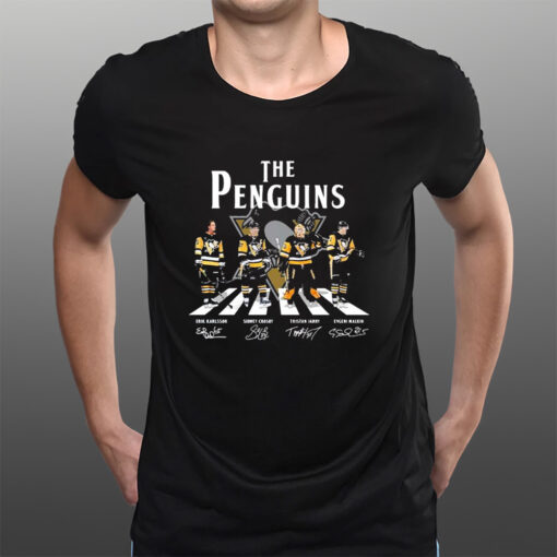 The Penguins Abbey Road Erik Karlsson Sidney Crosby Tristan Jarry And Evgeni Malkin Signatures T-Shirts