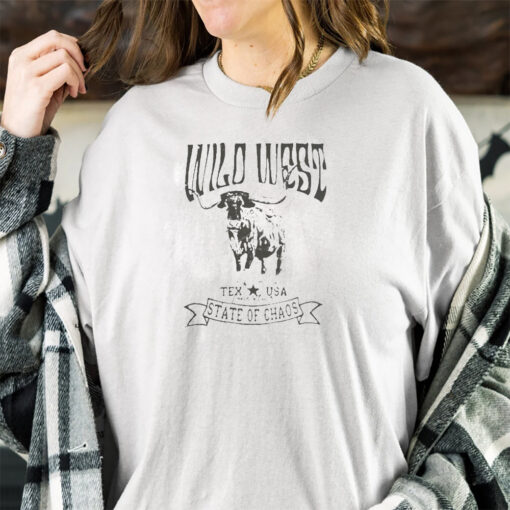 Wild West Longhorn Texas Usa Lonestar State Of Chaos T-Shirt