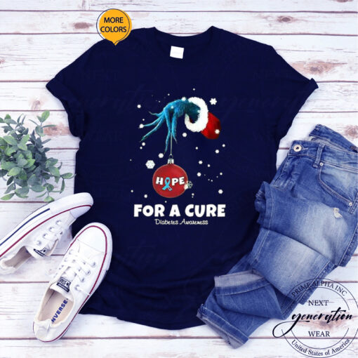 Women’s Christmas Hope For A Cure Diabetes Awareness Print Long Sleeve Sweat T-Shirt