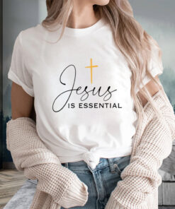 Women’s Jesus Is Essential Print Long Sleeve Sweat T-Shirts