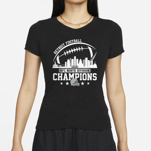 2023 Detroit Football Skyline NFC North Champions T-Shirt