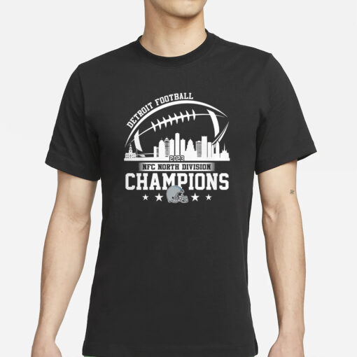 2023 Detroit Football Skyline NFC North Champions T-Shirts