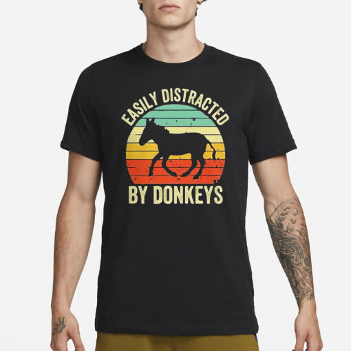 Easily Distracted By Donkeys Retro Classic T-Shirt1