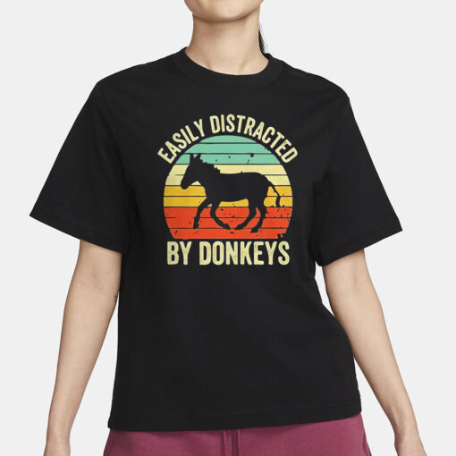 Easily Distracted By Donkeys Retro Classic T-Shirt3