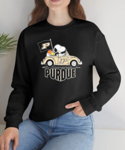 Snoopy and Woodstock Driving Car Purdue Boilermakers 2023 T-Shirts