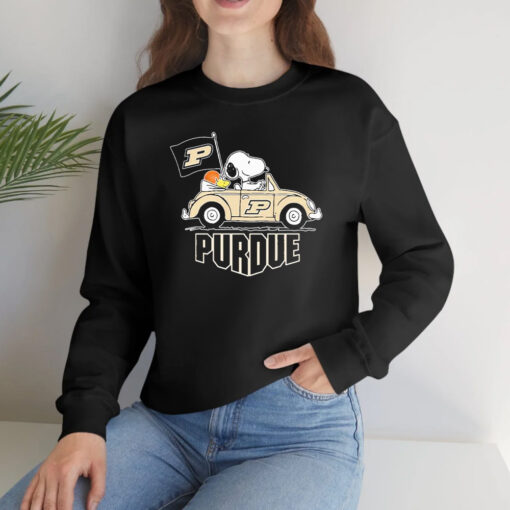 Snoopy and Woodstock Driving Car Purdue Boilermakers 2023 T-Shirts