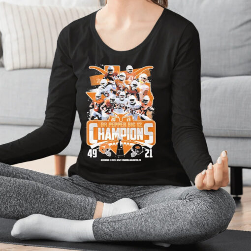 Texas Longhorns Team 2023 Dr Pepper Big 12 Champions 49 21 Oklahoma State Shirt