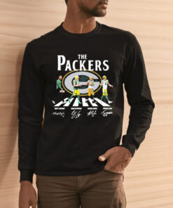 The Packers Abbey Road Matt Lafleur Sean Clifford Aaron Rodgers And Jordan Love Signatures Shirt