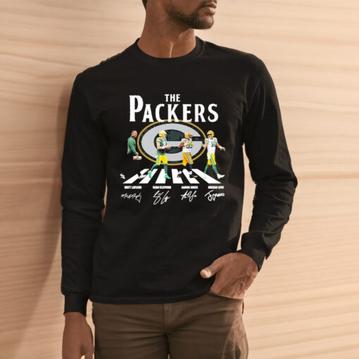 The Packers Abbey Road Matt Lafleur Sean Clifford Aaron Rodgers And Jordan Love Signatures Shirt