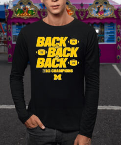 University of Michigan Football Back-To-Back-To-Back Big Ten Champions TShirt