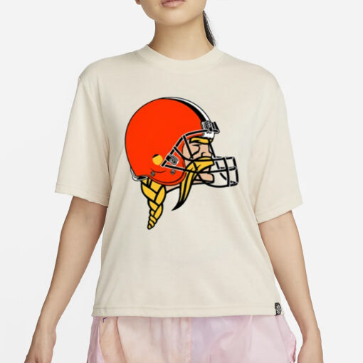 Vikings Logo Wearing Browns Logo T-Shirt2