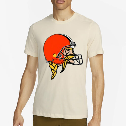 Vikings Logo Wearing Browns Logo T-Shirt4