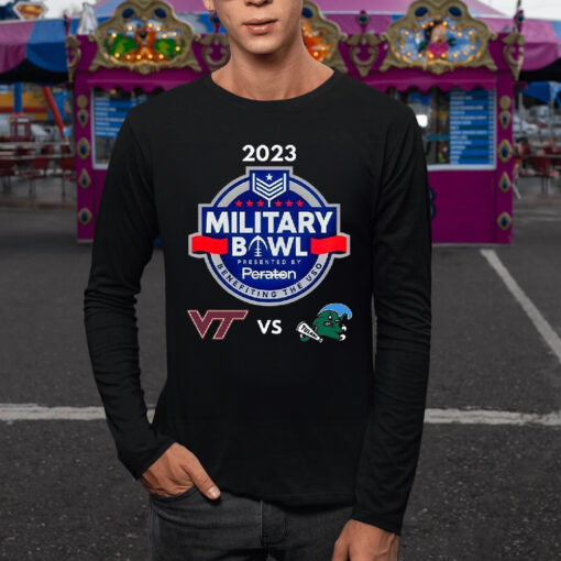 Virginia Tech Hokies Vs Tulane Green Wave Military Bowl 2023 Logo T-Shirt