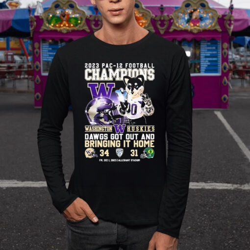 Washington Huskies 2023 PAC-12 Football Champions Dawgs Got Out And Bringing It Home TShirt